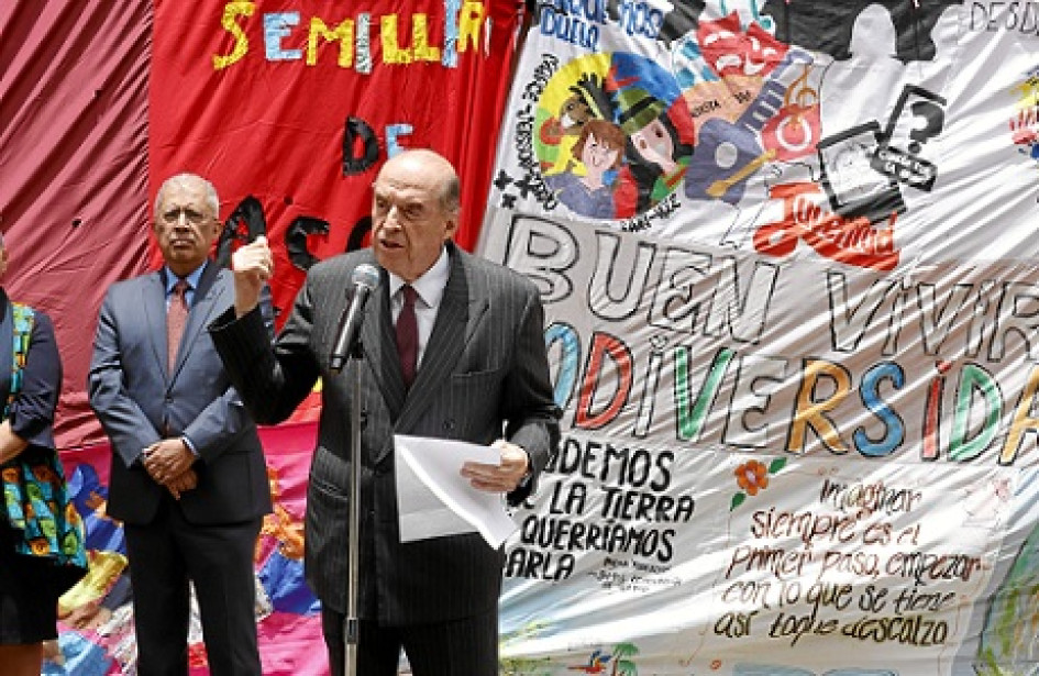 Foto | EFE | LA PATRIA  El ministro de Relaciones Exteriores de Colombia, Álvaro Leyva, durante la inauguración de las celebración de la Semana por la paz y la memoria