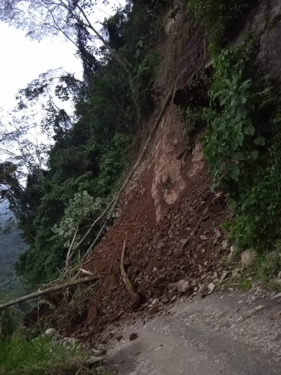 Derrumbe en la vía entre Manzanares y Las Margaritas. 