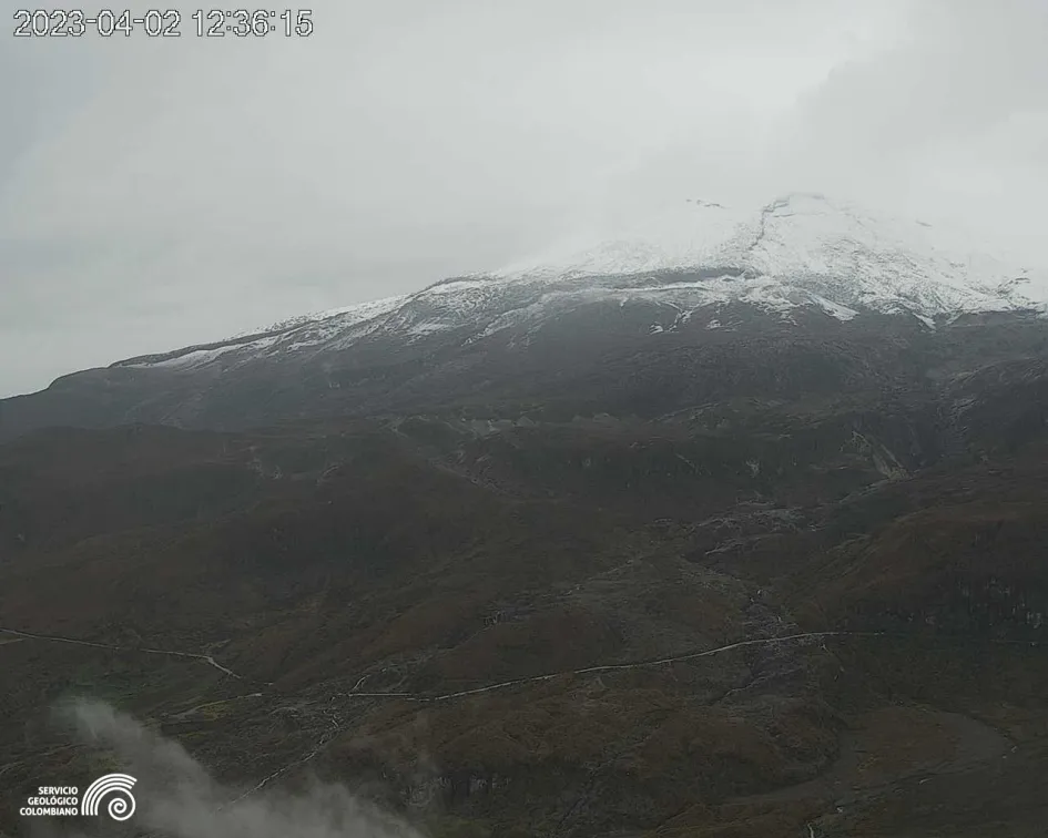 Panorámica tomada el domingo del Volcán Nevado del Ruiz. 