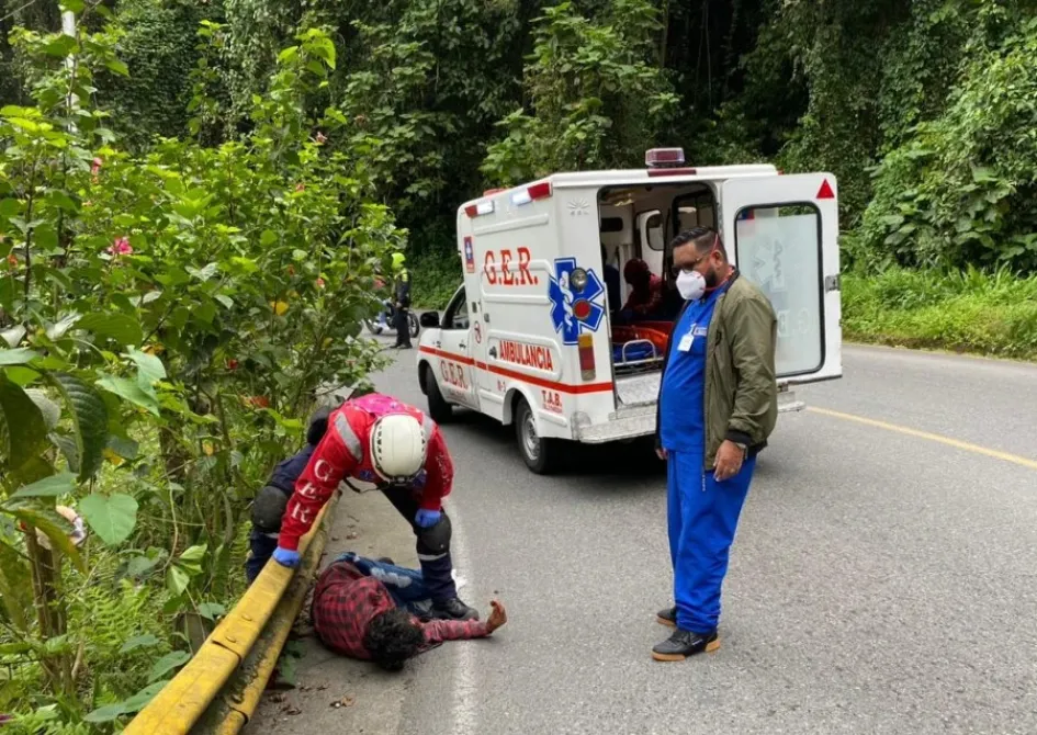 Sitio del accidente en la vía Manizales-Neira. 