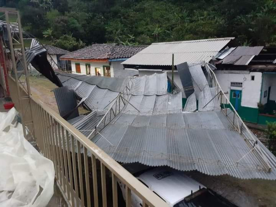 Casas destechadas por aguacero en Riosucio. 