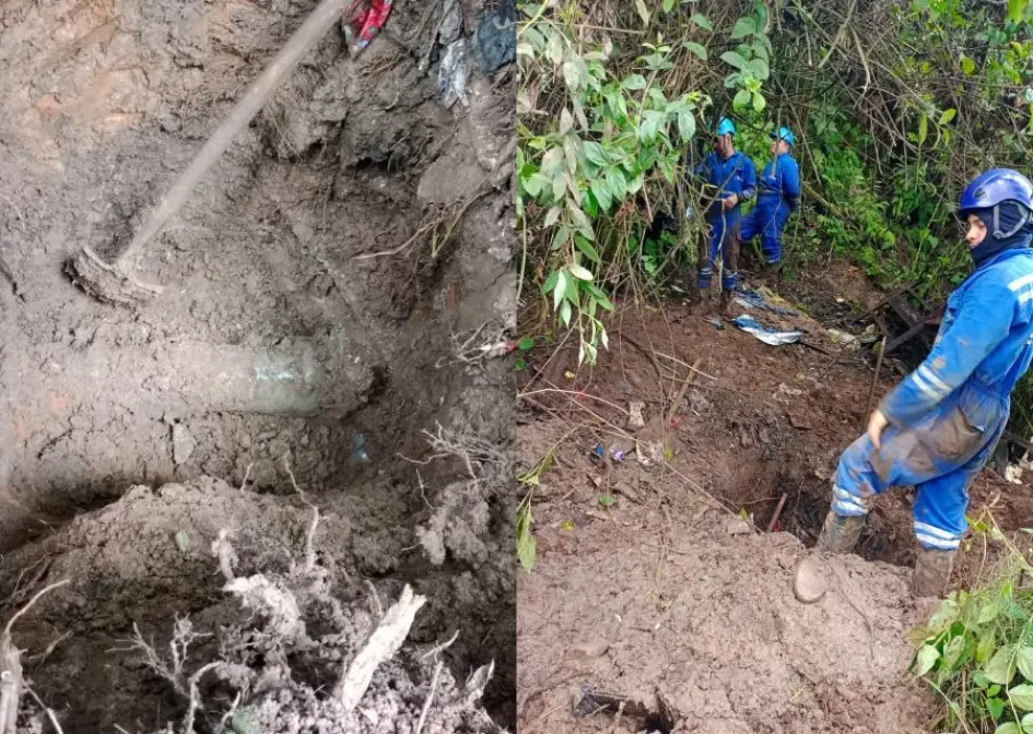 Sitio del posible daño de la tubería de acueducto en Aranjuez. 