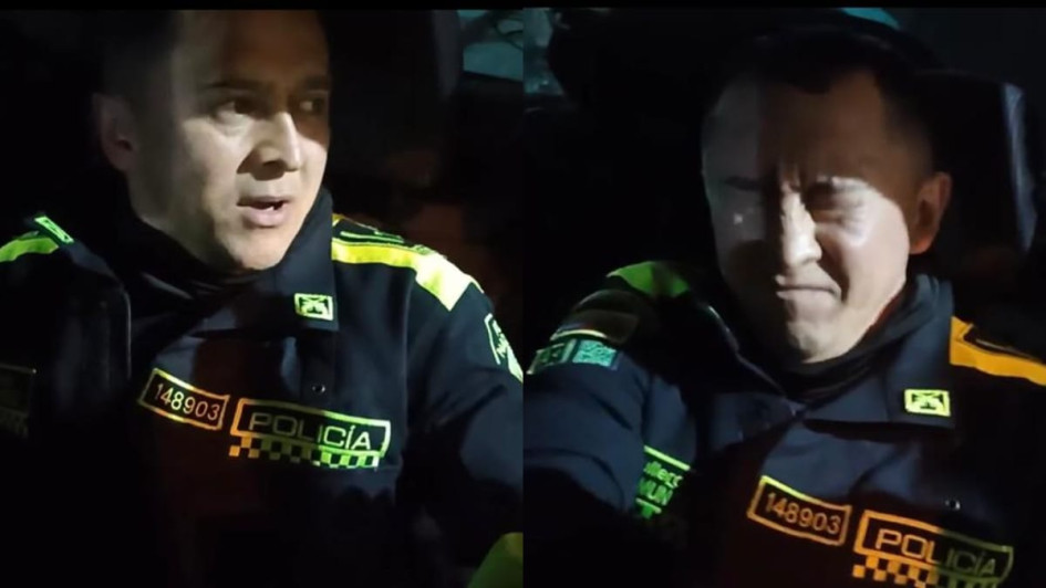 En un video quedó registrado el momento en el que  uno de los uniformados extorsionistas se traga los billetes que consiguió producto de su acto delictivo.