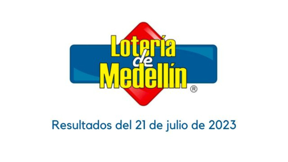 Logo de la Lotería de Medellín. Debajo dice "resultados del 21 de julio de 2023"
