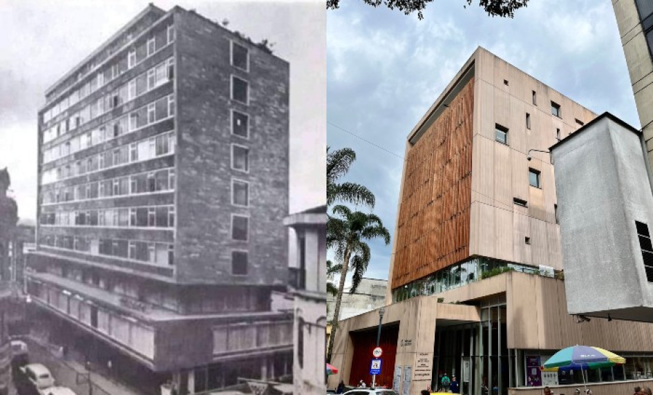 El Banco de la República cumple hoy 100 años de historia. En Manizales, el Emisor comenzó a prestar sus servicios financieros y oficiales para los usuarios desde el 8 de septiembre de 1923. En la década de 1960 se construyó una emblemática sede en la carrera 23 con calle 23 (foto de la izquierda). En el 2017 se inauguró un nuevo edificio y pasó a llamarse Centro Cultural.