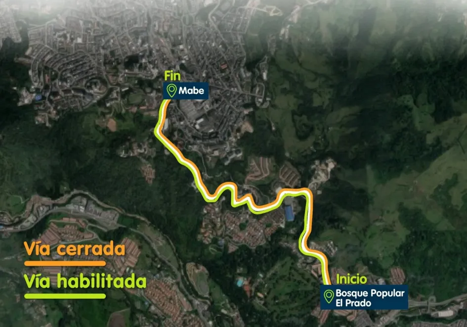 Este es el mapa del cierre vial que se tendrá este domingo en Manizales. 