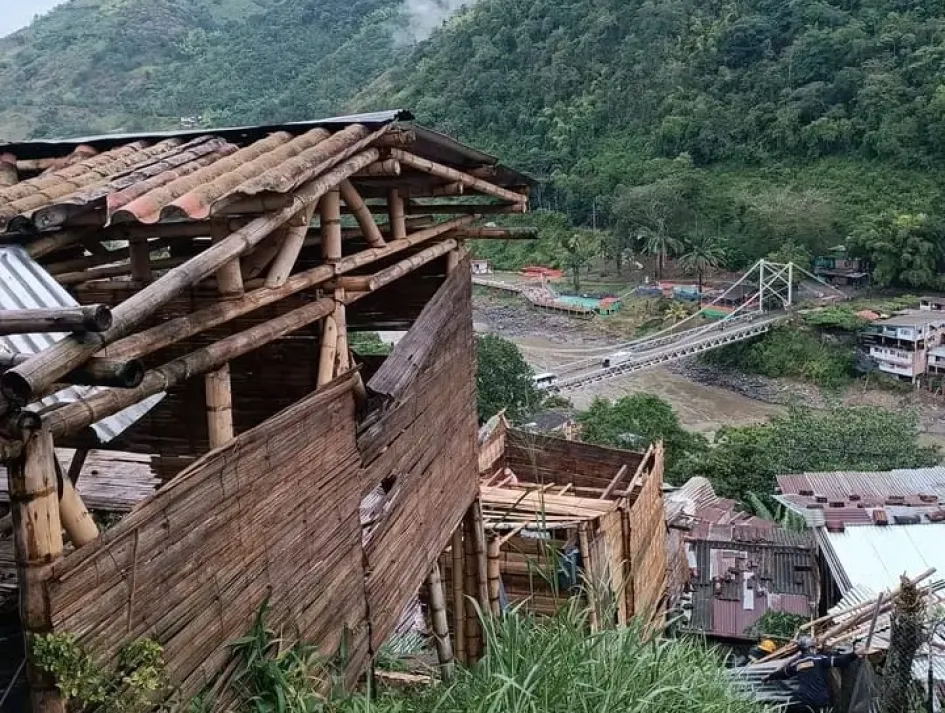 Así quedó una de las casas afectadas tras el vendaval en el corregimiento de Arauca, en Palestina (Caldas). 