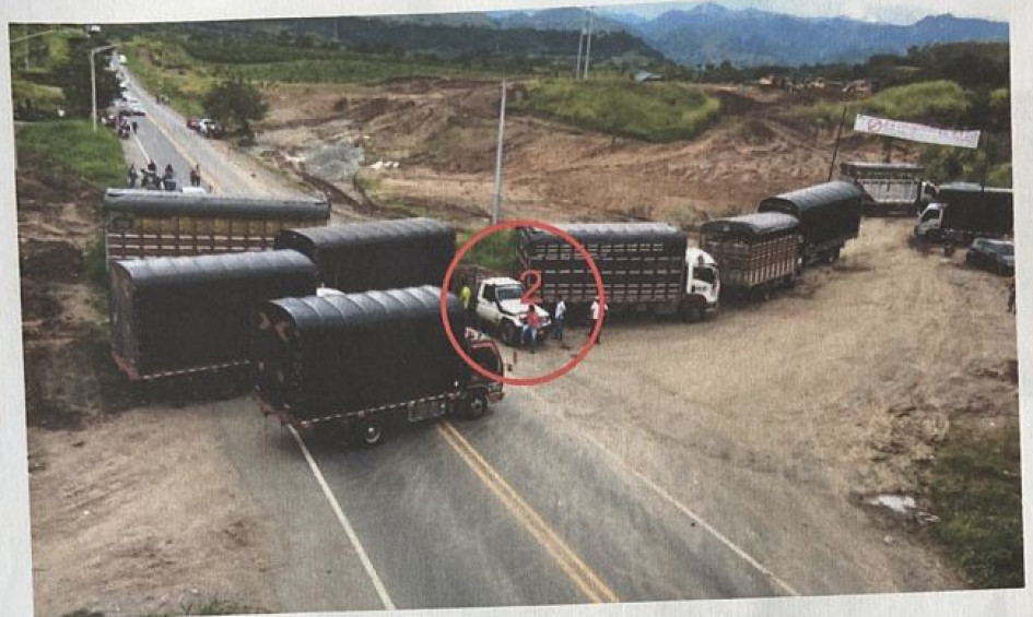 El carro de alias el Tío, señalado por los afectados como uno usado en el bloqueo.