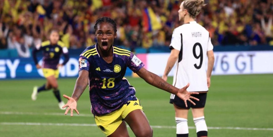 Linda Caicedo celebra su gol ante Alemania en el Mundial Femenino.