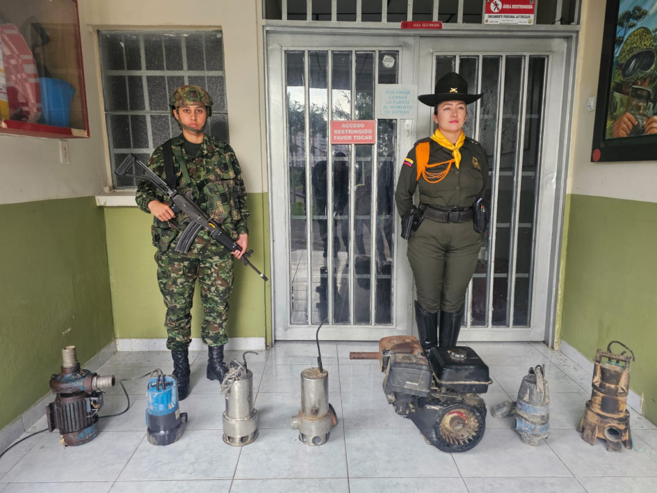 Se incautaron de siete motobombas de combustión interna, avaluadas en $24 millones. 