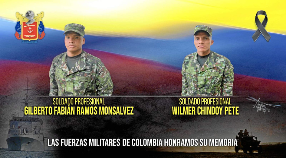 Gilberto Fabián Ramos Monsalvez y Wílmer Chindoy Pete, los militares asesinados por el Clan del Golfo.