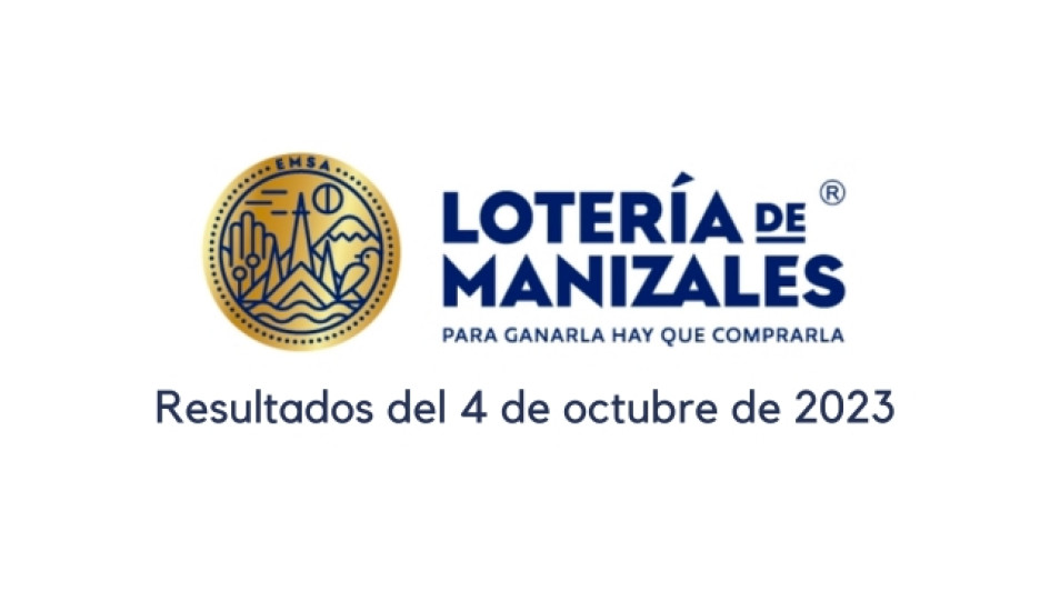 Logo de la Lotería de Manizales. Debajo dice "resultados del 4 de octubre de 2023"