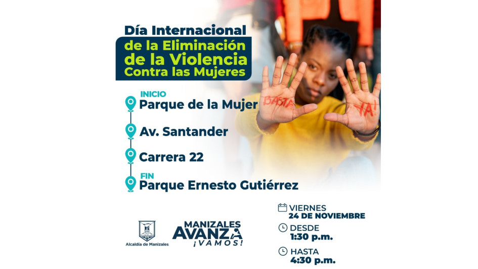 De 1:30 p.m. a 4:30 p.m. marcharán en Manizales para pedir que cese la violencia contra la mujer.