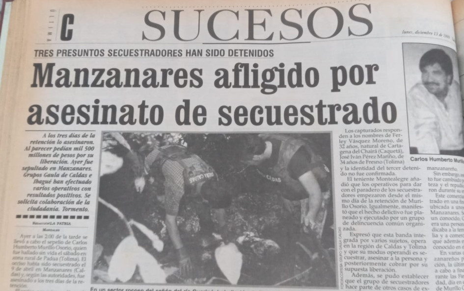 En 1999 LA PATRIA informó sobre un crimen del Ejército Revolucionario Guevarista en Caldas.