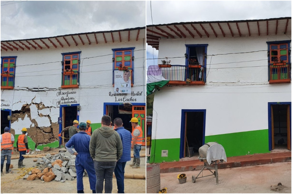 Repararon muro de la esquina de Corrales en Marulanda