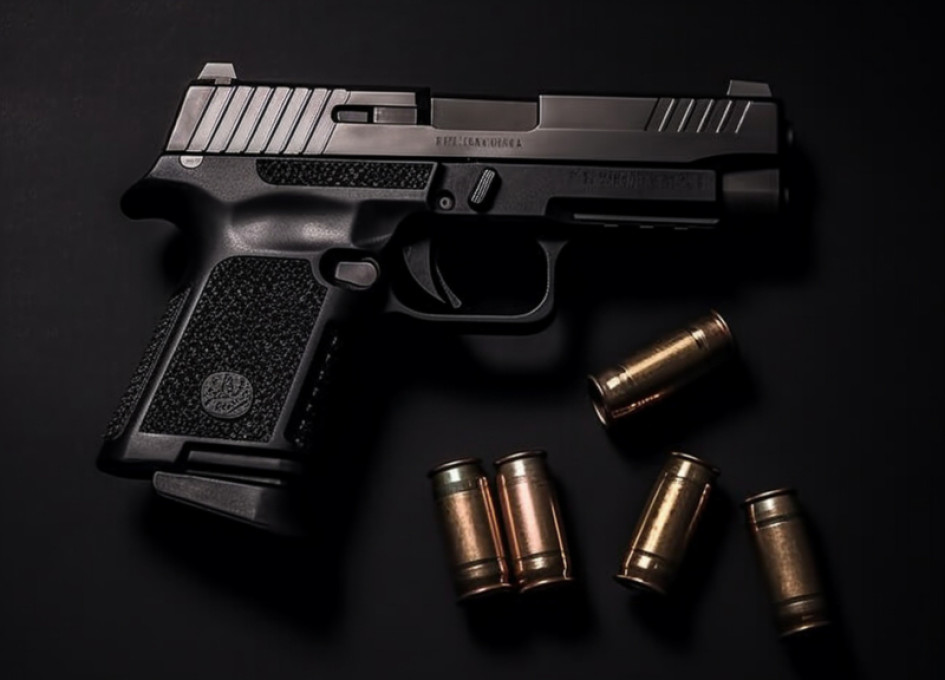 Foto gratuita primer plano del arma rodeada de balas