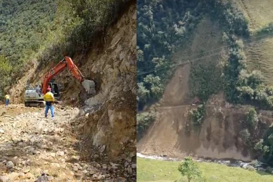 Trabajos en la vía Marulanda-Montebonito.