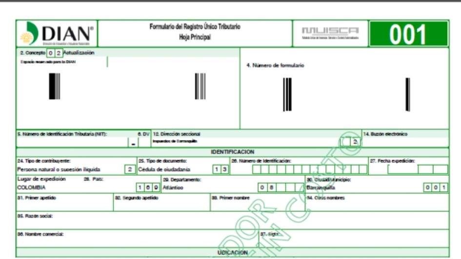 Formato del RUT de la DIAN