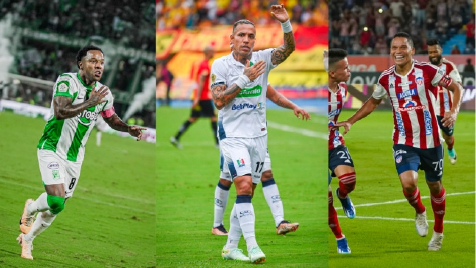 3 fotos de futbolistas colombianos.