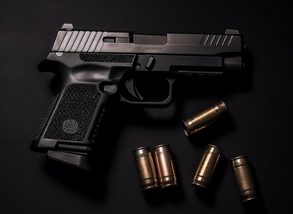 Foto gratuita primer plano del arma rodeada de balas