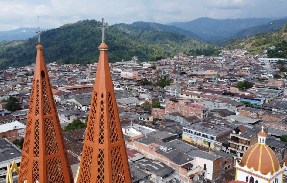 Foto aérea del municipio de Chinchiná (Caldas)