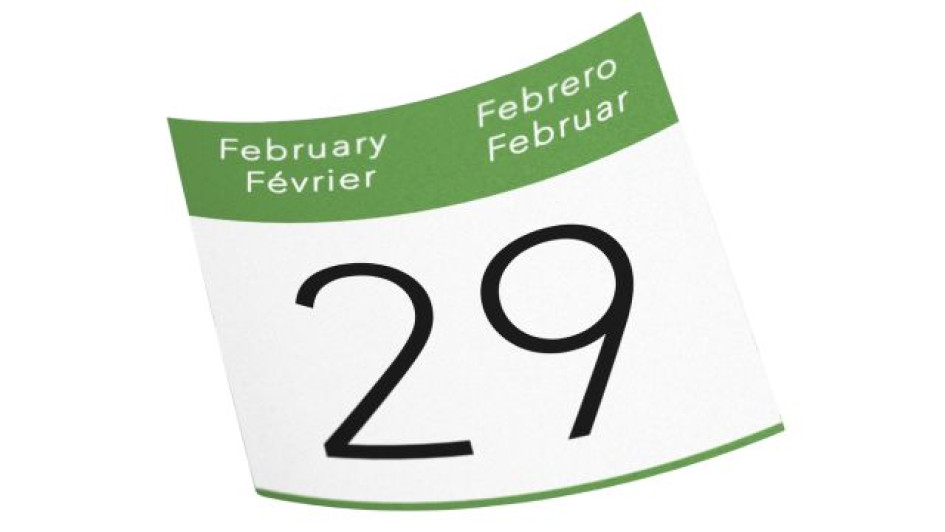 Ficha de calendario del 29 de febrero.