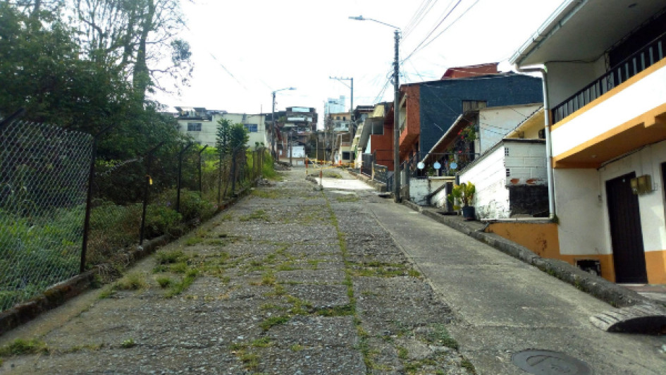 La calle 11 tiene grietas en donde la maleza crece en las aberturas