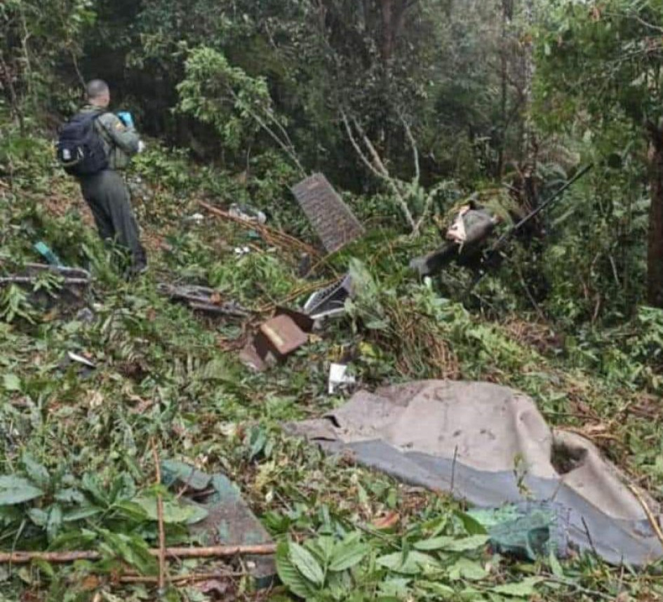 Primeras imágenes del accidente del helicóptero de la Policía que se accidentó entre Támesis y Caramanta (Antioquia).
