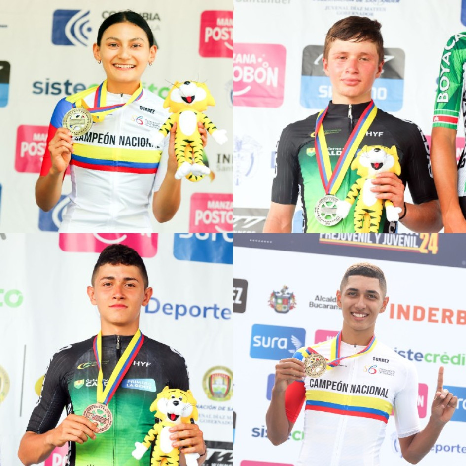 Estefanía Castillo, Juan David Restrepo, Ángel Pareja y Óscar Iván Restrepo,