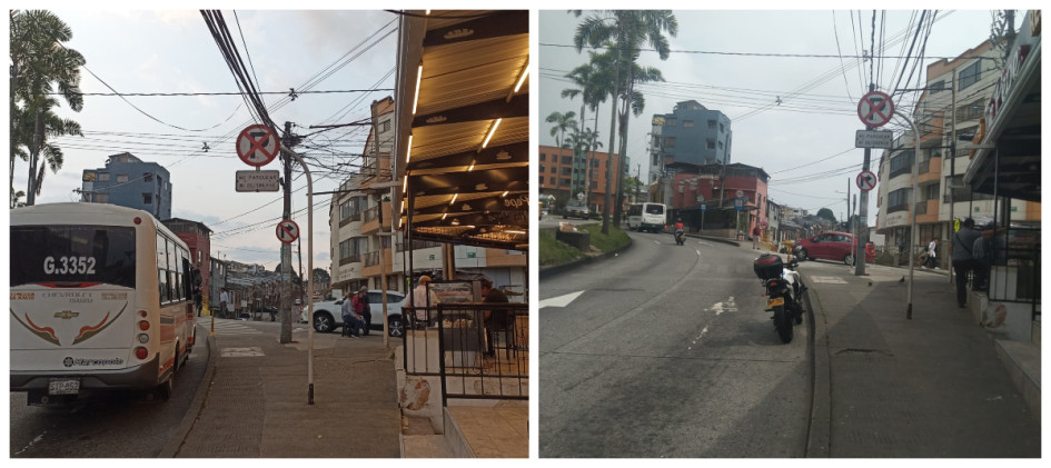 Fotos | Cortesía | LA PATRIA ANTES. Los buses se parqueaban en una zona donde había señalización de no parquear.   – DESPUÉS. Actualmente se hacen controles en la zona.