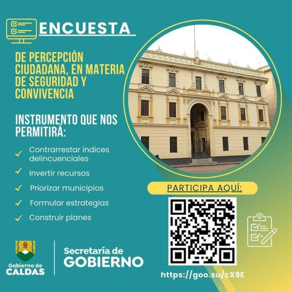 Encuesta de seguridad Foto|Tomada de Facebook Secretaría de Gobierno de Caldas|LA PATRIA