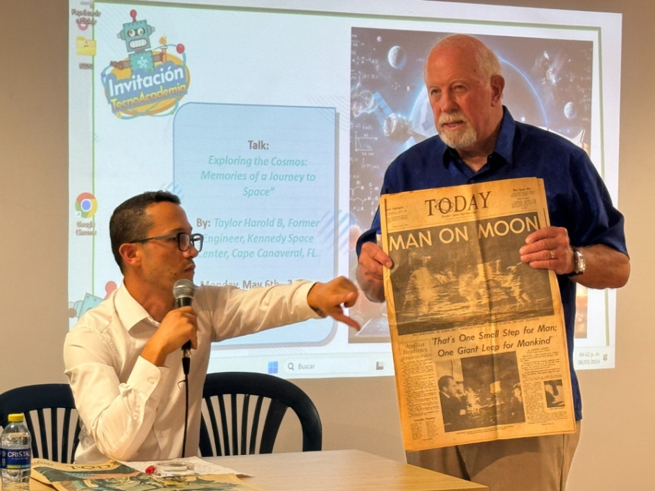 Taylor Harol cautivó a los aprendices del Sena con su historia de vida entorno al Apolo 11.