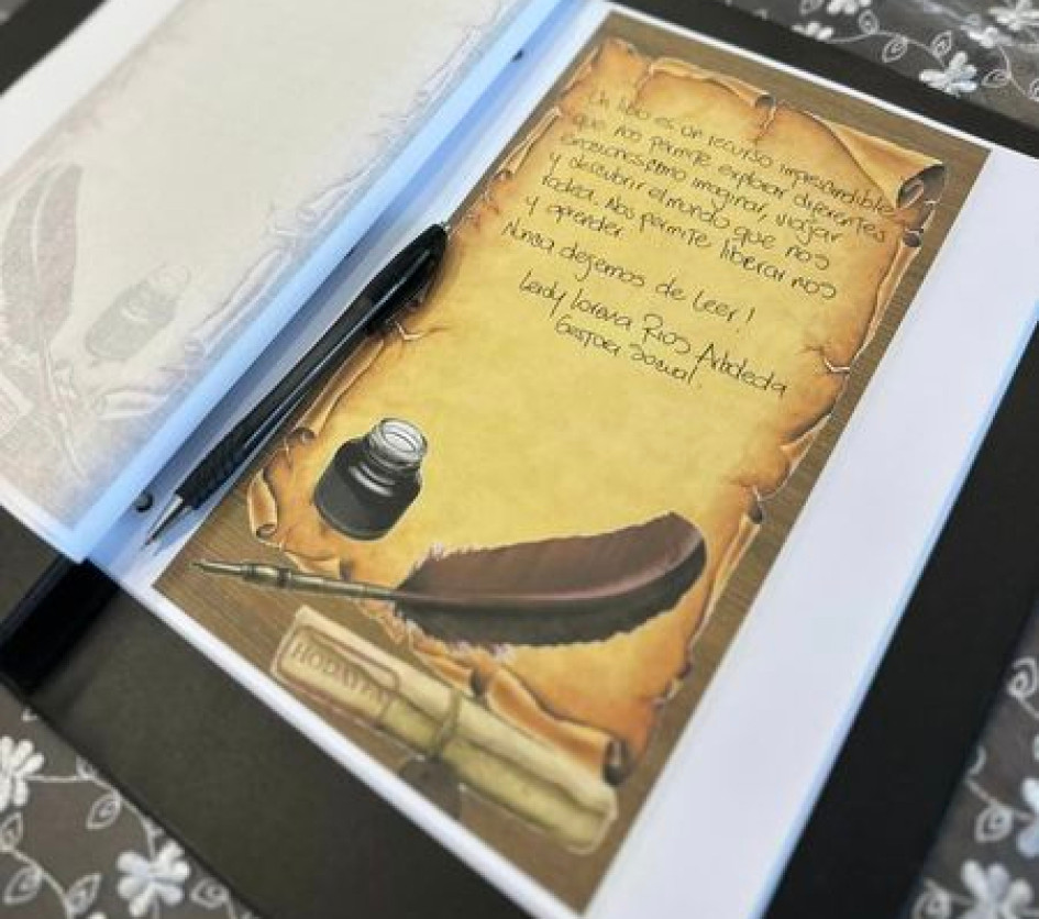 La gestora Social de Viterbo, Leidy Lorena Ríos, dejó un mensaje en el acto de reapertura de la biblioteca.