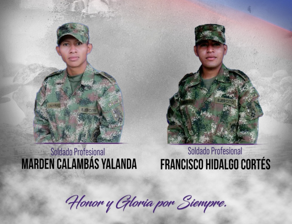Ellos son los dos soldados asesinados este lunes en el Cauca.