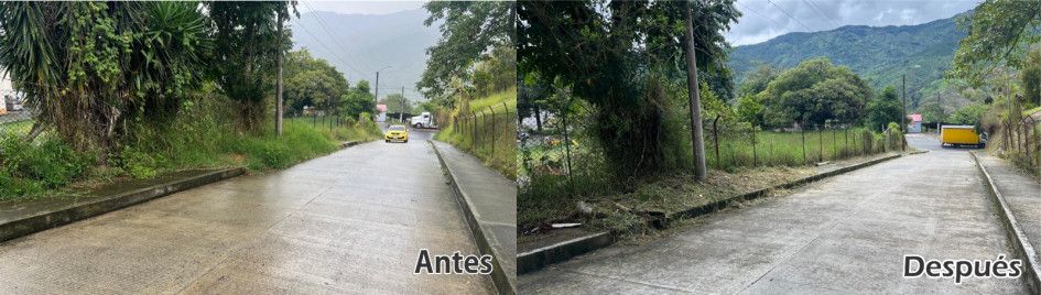 ANTES. Así estaba la calle.                DESPUES. Así quedó con la rocería.