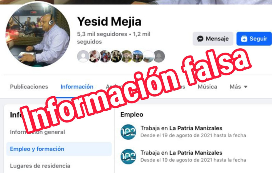 El periodista Yesid Mejía, quien el viernes en la noche estuvo involucrado en un accidente de tránsito en el barrio Linares y en el que resultó una persona lesionada, no trabaja en el periódico LA PATRIA