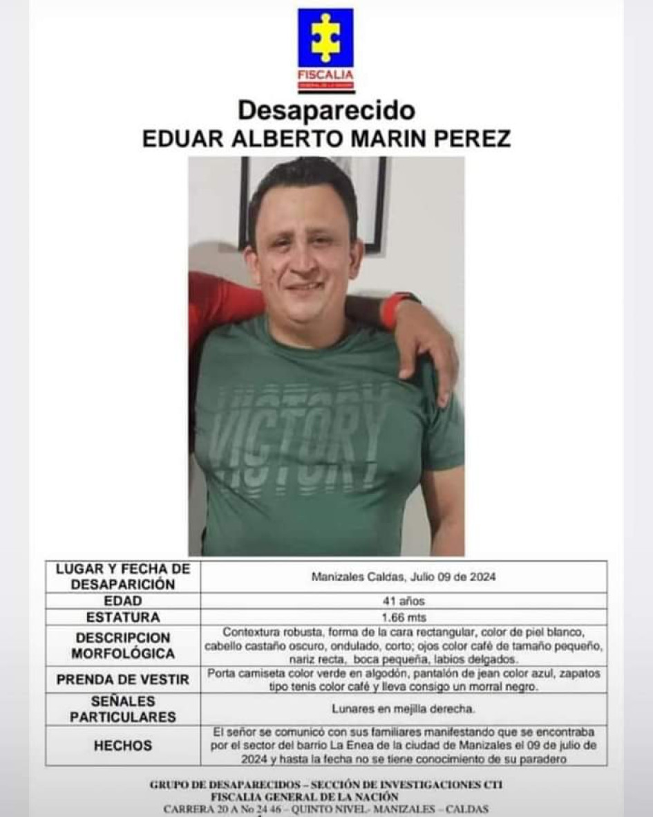 Estos son los datos del desaparecido