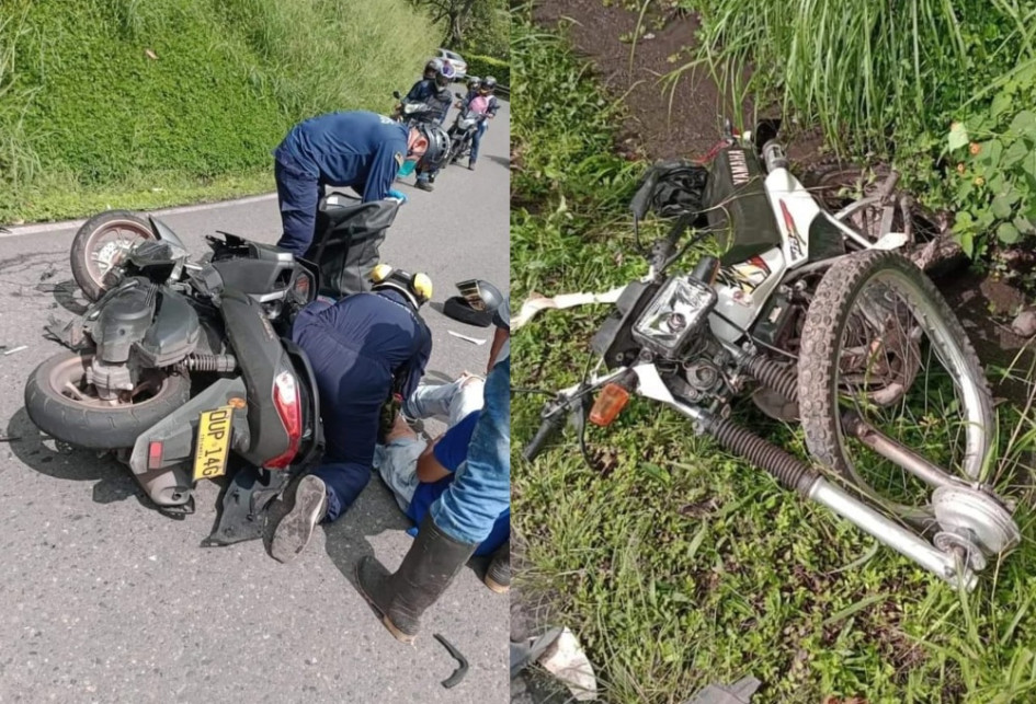 Estas son las motocicletas que chocaron este martes en la Troncal de Occidente.