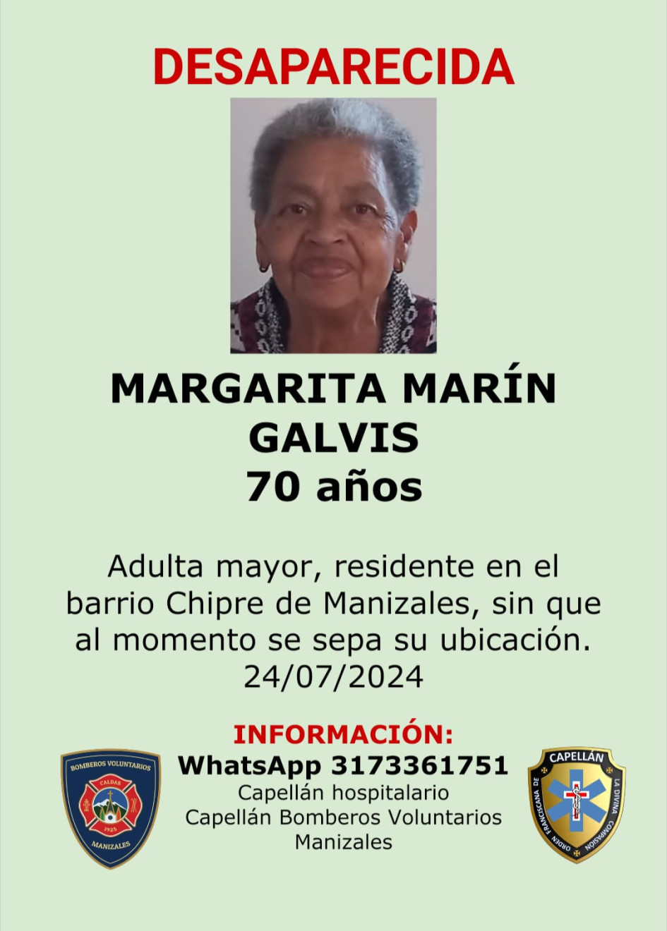 Ella desapareció hoy.