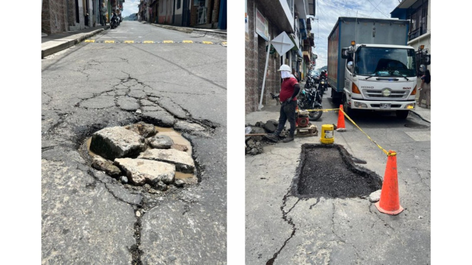 En la calle 16 con carrera 5 de Anserma había un hueco que ya pavimentó la Alcaldía.