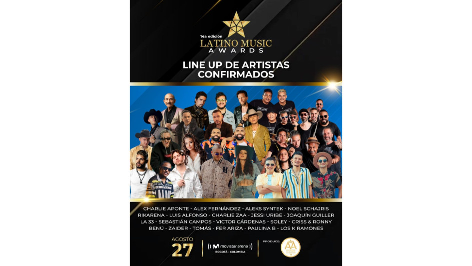 La premiación será el 27 de agosto en el Movistar Arena de Bogotá. 