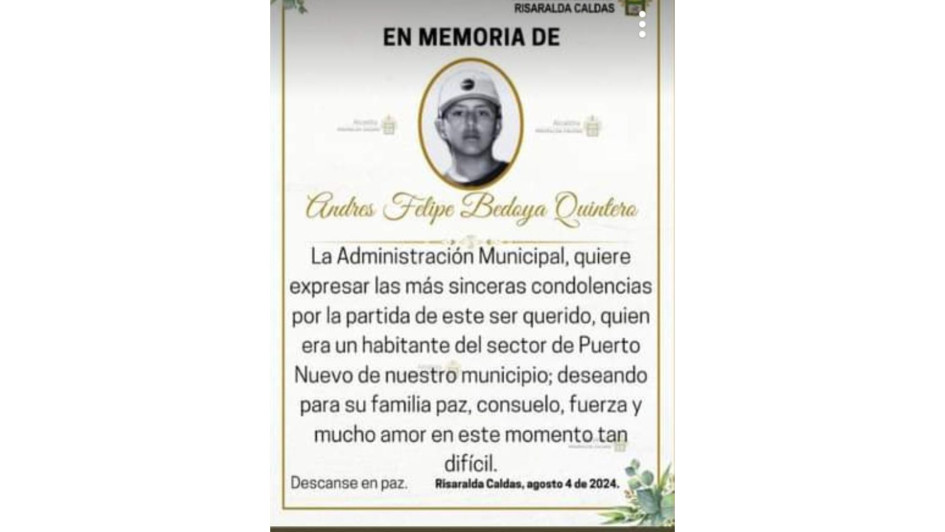 La Alcaldía de Risaralda lamentó el hecho.