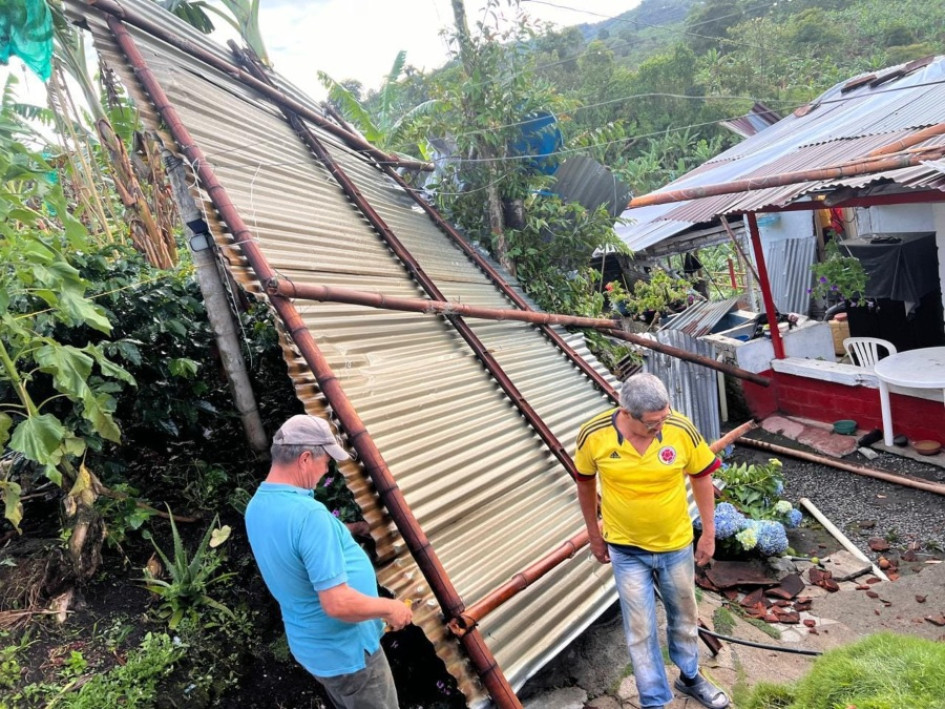 Techo caído en vivienda de la vereda El Horro, de Anserma.