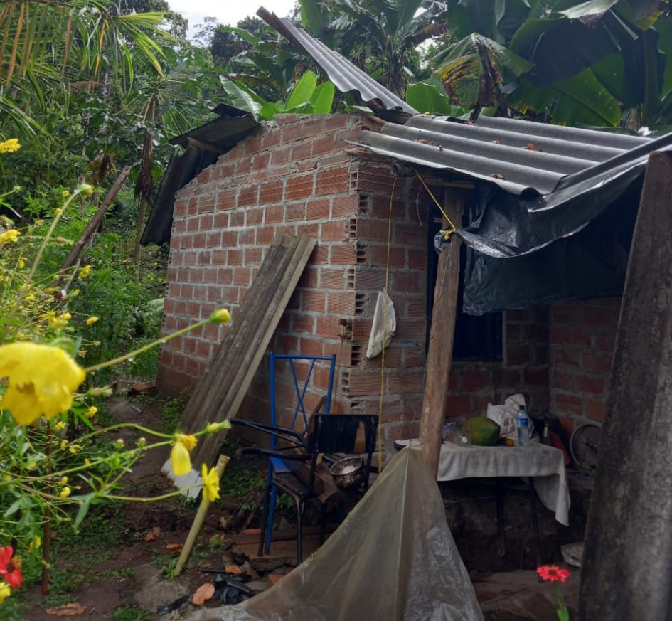 Esta es una de las casas recientemente afectadas en la vereda La Amalia, en Supía (Caldas).