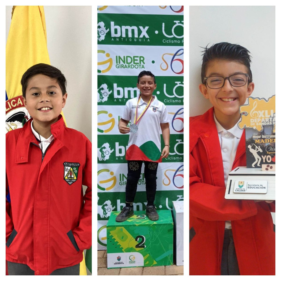 Martín Gallo, Tomás Lancheros y Daniel Peralta, estudiantes de la Institución Educativa Instituto Técnico Francisco José de Caldas. 