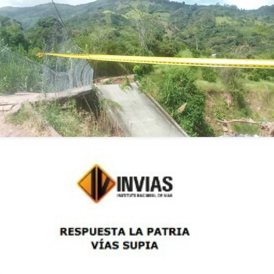 A través de un documento PDF Invías responde a la comunidad rural de Supía ( Caldas) para indicar que siguen  a la espera de retomar las obras. 