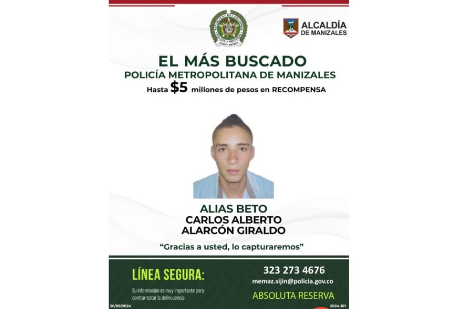 El afiche es de la Policía y la Alcaldía de Manizales.