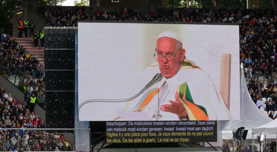 El papa Francisco en el estadio 'rey Balduino' de Bruselas.