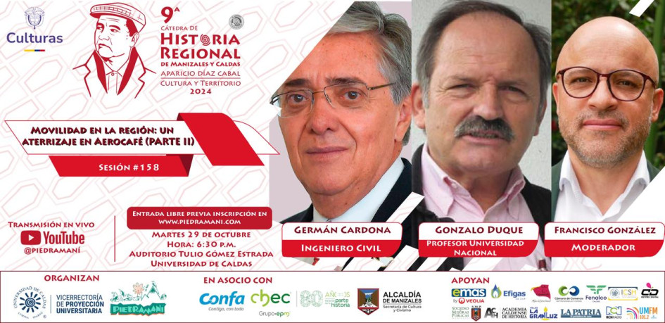 A partir de las 6:30 p.m. en el auditorio Tulio Gómez Estrada de la Universidad de Caldas. 