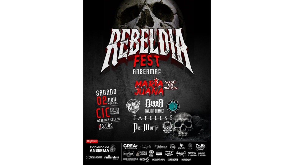 Rebeldía Fest será el 2 de noviembre en Anserma. 